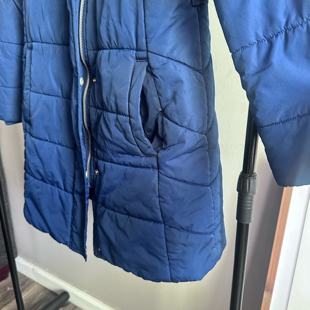 Banana Republic Women’s Down Puffer Jacket – Size XS | Blue Long Winter Coat - Picture 6 of 16